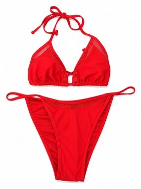 Kendall + Kylie Red Mesh Trim Bikini Set – NWT – Size XL